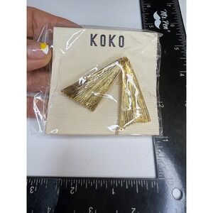 KOKO Gold Tone Textured Fan Wing Statement Brooch Pin New